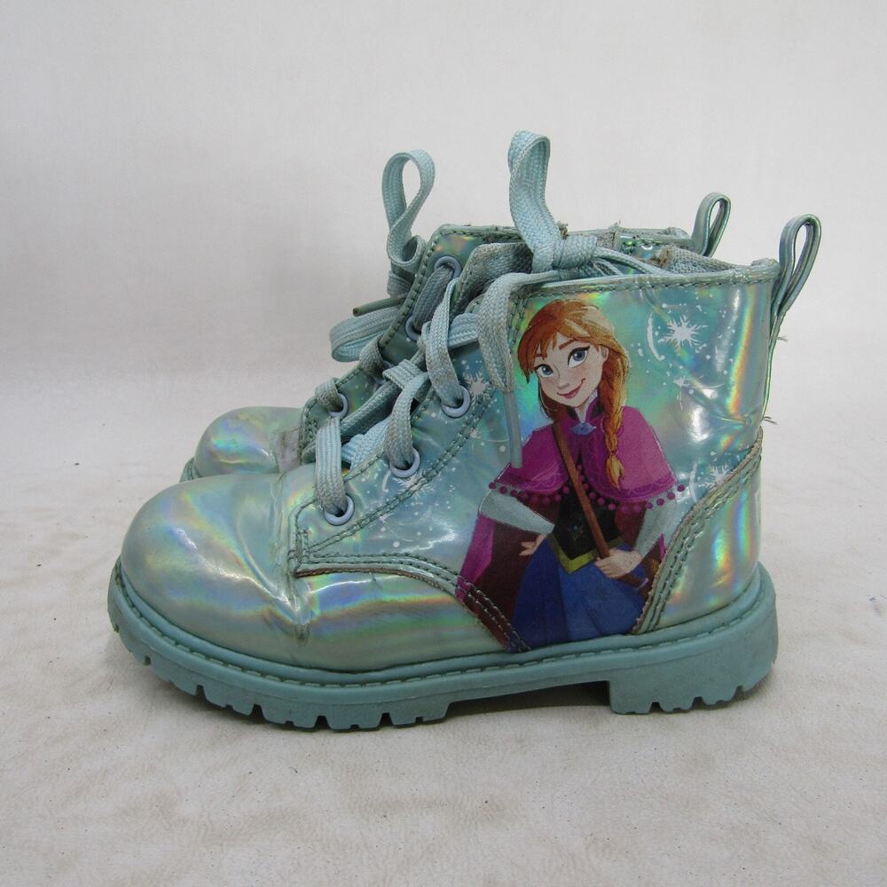Disney Store Toddler Size 8 FROZEN Aqua Lace Up Zip Boots